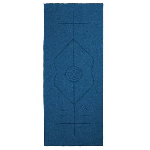 Portable Yoga Blanket with Body Position Line Non Slip Soft for Home Gym Studio - Blue