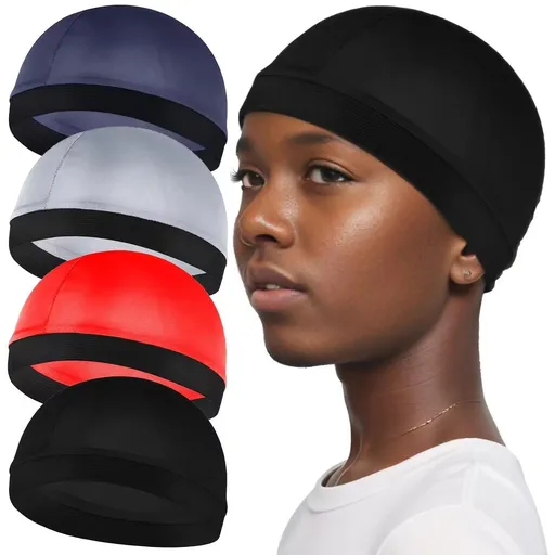 6Pcs Wave Cap for Men Elastic Band Caps Waves Soft Breathable Satin Unisex Adults Kids Hats Shower, 9.45 × 7.01 × 0.2 inches