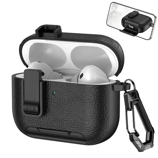 Protective Case Shockproof Cover for AirPods Pro 3 2025 Model with Keychain Hook Black