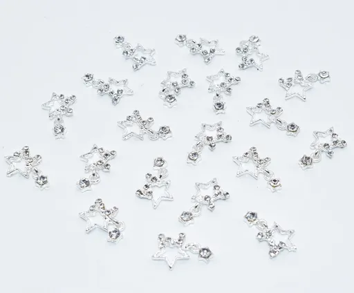 10 Pcs Nail Charms Silver Nail Charms for Nail Art Jewels Nail Rhinestones and Charms for Nails Designs Charms 3D Stars Charm