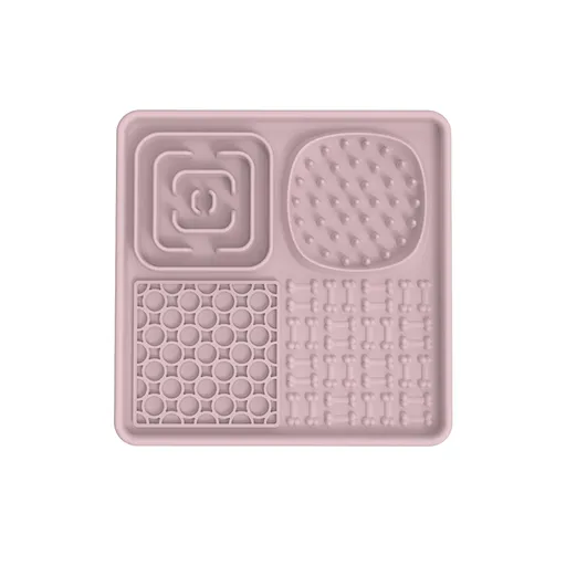 Dog Lick Mat Pink Square Food Bowl
