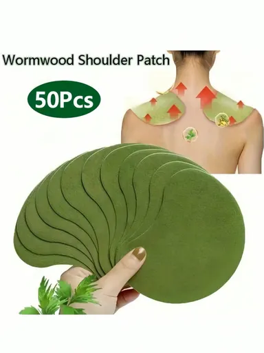 50pcs Pack Moxa Crescent Shaped Patches For Shoulder Joint Muscle Knee Back Neck Herbal Breathable Patches Comfortable Gentle Non Irritating Unisex For Fitness Home Outdoor Sports