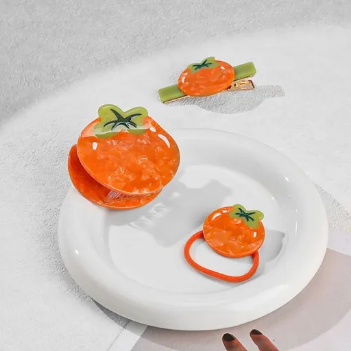 3Pcs Persimmon Acetate Hair Clip Set