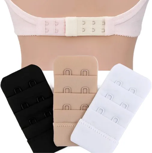 Bra extender | 2 Hooks | Bra accessories | Bra extender | Bra extender | Rectangular hooks | Set of 3 | Black, White & Beige