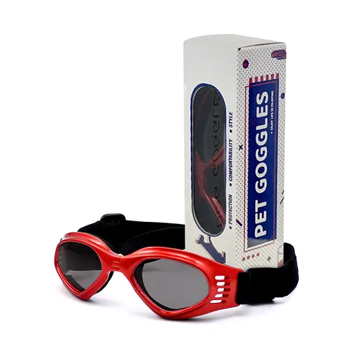 Foldable Pet Dog Goggles Sunglasses Adjustable UV Protection Windproof Snowproof Eye Wear for Car Rides Outdoor Travel Beach Walking Skiing (Red)