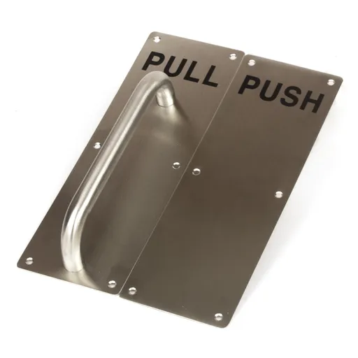 304 Stainless Steel Commercial Door Pull Push Handle Plate Set for Bathrooms, Stairwell Fire Doors etc