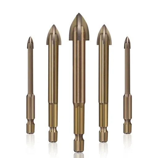 Efficient universal drilling tool, multifunctional triangular cross alloy drill tip tool, suitable for glass and tile wall drill bits
