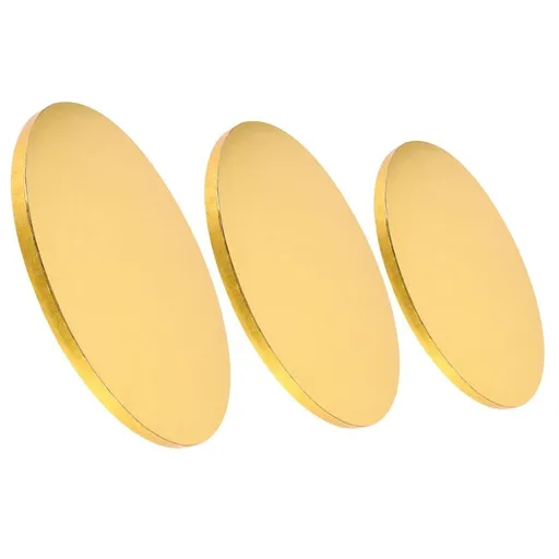 3Pcs Golden Cake Display Bases with Corrugated Paper Construction for Stylish Event Use
