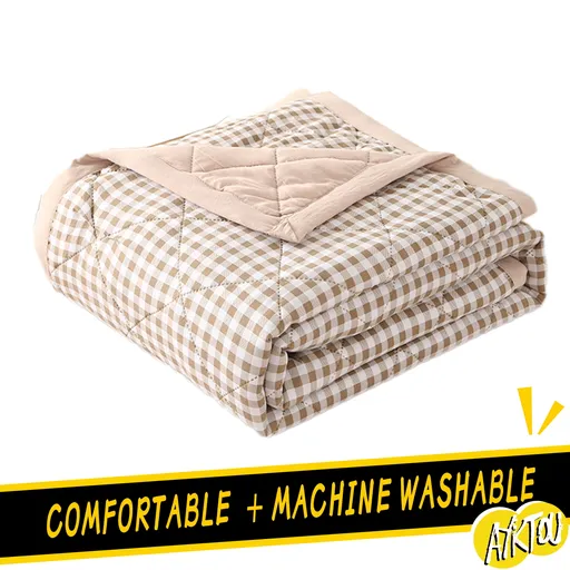 Reversible Patchwork Quilts Queen Size, 78.74x59.05in Lightweight Plaid Bedspreads Coverlets Quilt Bedding Blanket for All Seasons Khaki