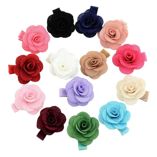 14 Piece Flower Hair Clips Barrettes Accessories Fully Lined for Infants Baby Girls Toddlers