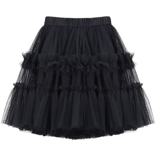 Girls Princess Skirt Polyester Ruffled Summer Black 130cm