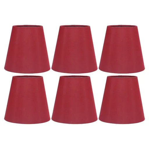 6PCS Fabric Lampshade Modern Simple Good Light Transmission Table Lamp Shade for E14 Bulb Miniature Bulb for Ceiling Lamp A3 01 Wine Red