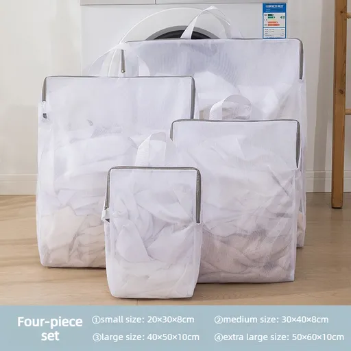 Fine Mesh Laundry Bag Set, 4 Pieces Anti-Snag Washing Bags with Zipper and Handle, for Delicate Clothes, Bras, Household Laundry