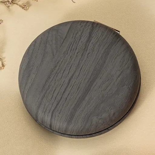 2 Pcs Grey Portable Wooden-Style Makeup Mirror - Dual-Sided High-Definition Compact Mirror
