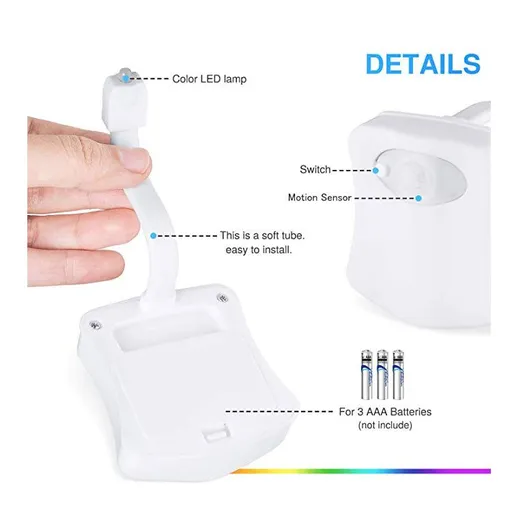 Color Changing Night Light Motion Sensor Led Motion Activated Washroom UV Slap Activated Butt Smart Light Night Lamp