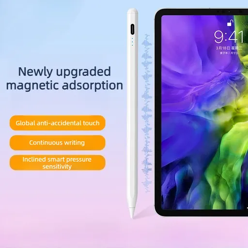 Magnetic iPad Capacitive Stylus, Compatible with Apple Tablets, Replaceable Tip Drawing Stylus - White
