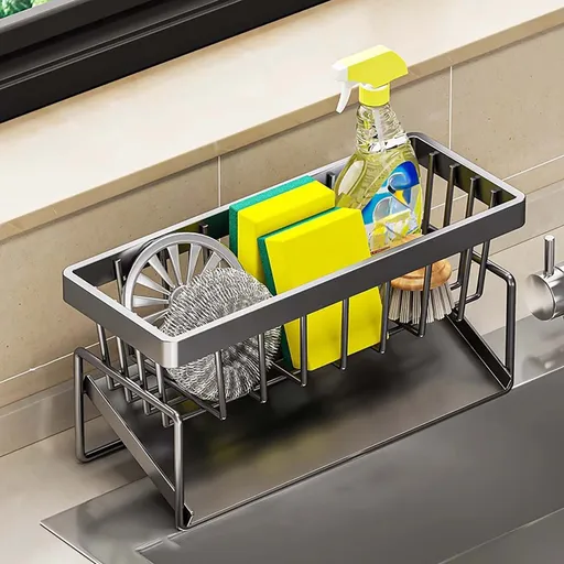 Sponge Holder for Kitchen Sink, Kitchen Sink Organizer Rustproof 304 Stainless Steel Detachable Dishcloth Rack Sink Caddy, Kitchen Sponge Holder Bathroom Organizer Brush Holder Storage XA_#Gray