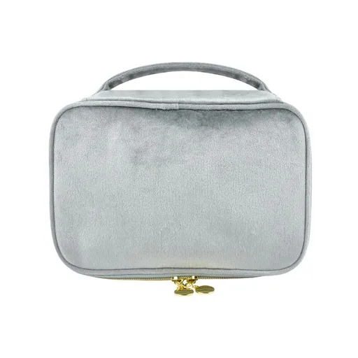 Velvet Makeup Storage Bag Multipurpose Travel Case Silver gray