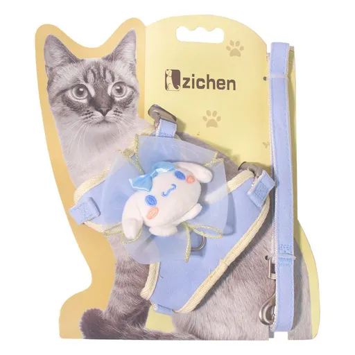 Pet Traction Strap Polyester Cat Dog Blue (cinnamon dog bow) S-size cotton nylon mesh cat pull chest
