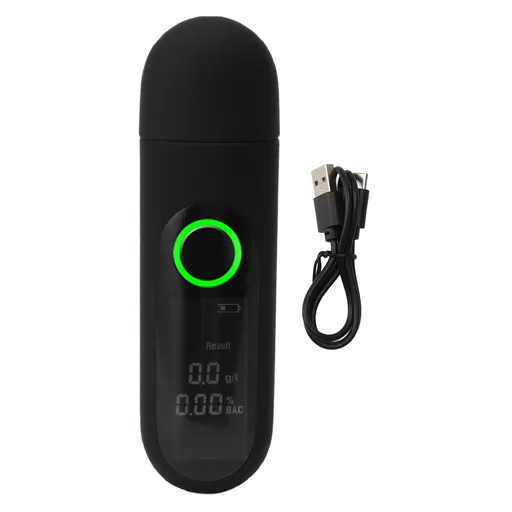 Digital Alcohol Tester High Accuracy LCD HD Display USB Rechargeable Portable Breath Tester for Home Use Black
