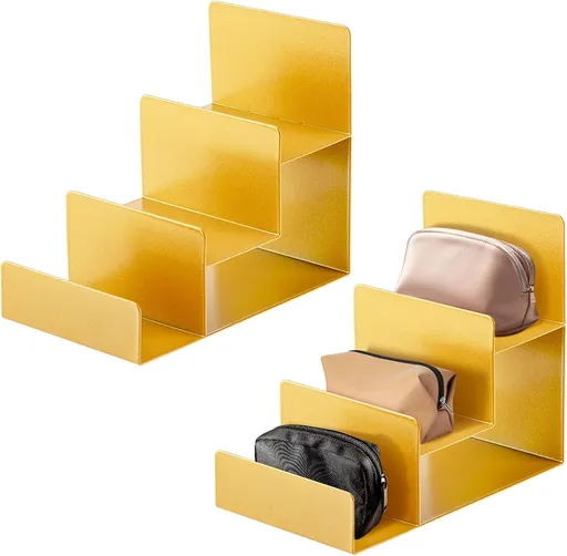 2 Pcs 3 Tiers Gold Metal Wallet Rack Handbag Display Stand Wallet Clutch Holder Purse Stand Display Retail Store Supplies