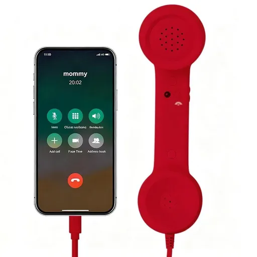Handheld Retro Wired Telephone Handset with Microphone for Smartphones PC Red