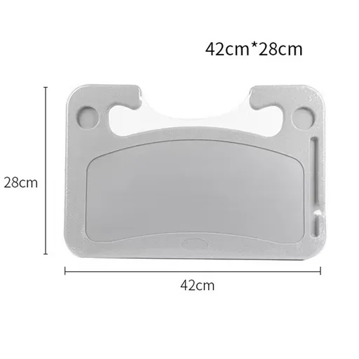 Grey Portable Car Steering Wheel Tray - 2-in-1 Dual Sided Laptop Desk & Food Table with Cup Holder - Universal Auto Interior Accessory for Travel & Mobile Work