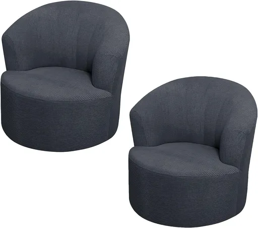1 Pack Swivel Barrel Chair Slipcover, Stretch Soft Washable Round Club Chair Cover for Living Room, Dark Gray, Daily Comfort Use