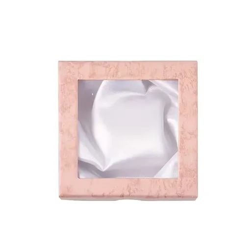 12Pcs Clear Window Jewelry Boxes Transparent Lid Display Case For Necklace Ring - Pink