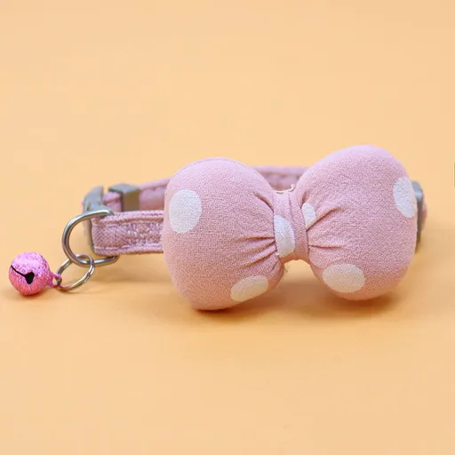Zichen Dog Collar Polyester Cotton Bow 1.0 Pink (Big Wave) 1.0 Cotton Bow Single Item