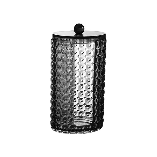 Black acrylic diamond pattern lipstick holder, beauty combination makeup cotton swab storage box,makeup sponge storage container