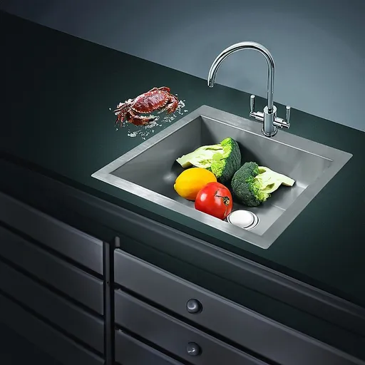 530x505mm Handmade 1.2mm Stainless Steel Topmount Kitchen Sink with Waste