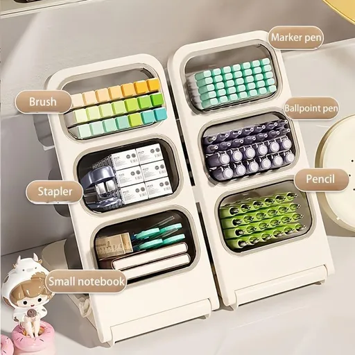 1Pack 3-Tier Foldable Tea Bag Organizer with Angled Opening - Transparent Desktop Storage Box for Coffee Capsules, Snacks & Office Supplies, Space-Saving Countertop Organizer for Kitchen & Desk - Light Gray