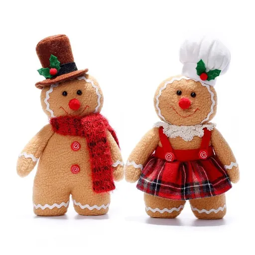 Gingerbread Plush Stuffed Animal,Christmas Stuffed Animal Stuffed Gingerbread Boy Girl,Gingerbread Man Plush Toys (Boy+Girl)