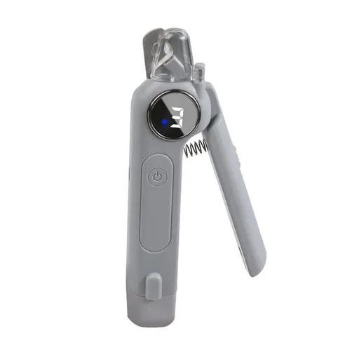 2-in-1 Dog Nail Clippers & Grinder with Light, Quiet Electric Pet Nail Trimmer for Large Medium Small Dogs & Cats, Rechargeable, Splash Guard & Safety Lock, Painless Grooming Tool (Grey)