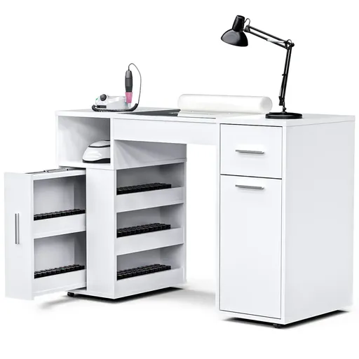 White Manicure Table with Electric Dust Collector and Storage, 108x45x77cm