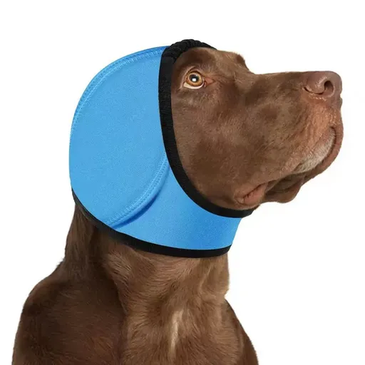 Dog Ear Cover Noise Protection Adjustable Grooming Hood Comfortable Pet Accessory - Sky Blue S