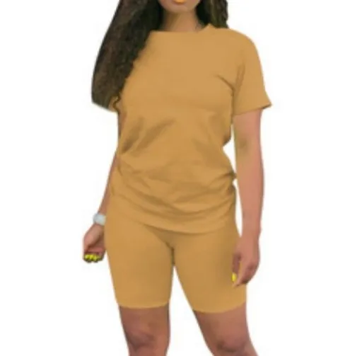 Ishilian Women Solid Color Polyester Spandex Casual Suit Coffee L