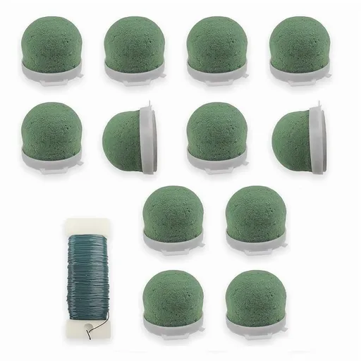 12Pcs Mini Floral Foam Holder Floral Foam Round with Floral Wire Floral Foam Blocks for Table Wine Bottle Hat Décor
