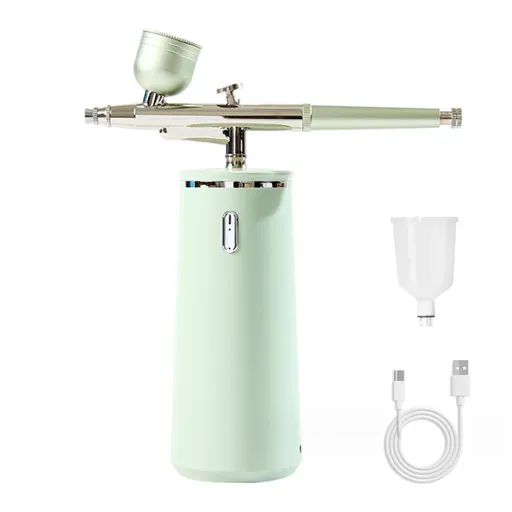Nano Facial Steamer - Rechargeable & Portable High Pressure Face Oxygen Sprayer Machine, 0.3mm Nozzle Micro Mist Skin Hydrator, Essential Water Infusion Facial Spa Treatment - Green - Size 52*150*150mm