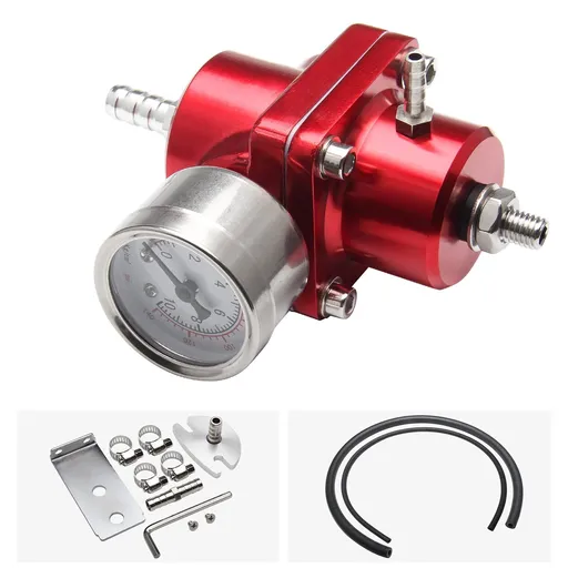Universal Adjustable Fuel Pressure Regulator Kit, Aluminum Fuel Regulator,Adjustable Gas Oil Injection Pressure Regulator