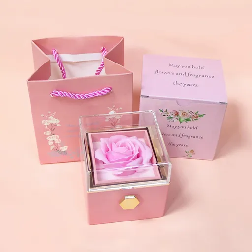 Romantic Gifts for Her Rose Ring Box Jewelry Box Artificial Flowers Eternal Rose Box Anniversary Wedding Valentines Day Christmas Birthday Thanksgiving Gifts for Mom Wife Girlfriend Women