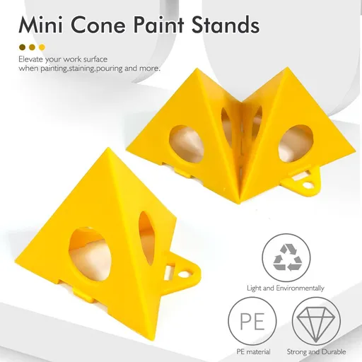 Mini Triangular Paint Pad Risers for Hand Painting Dyeing and Coating Projects, Interlocking Support Stands for Panels and Rods (Yellow（10PCS）)
