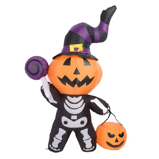 Inflatable Ghost Decoration with LED Lights Water Resistant Cute Blow Ups Skeleton Decor for Yard Garden Lawn Outside 68.9in EU Plug 220‑240V