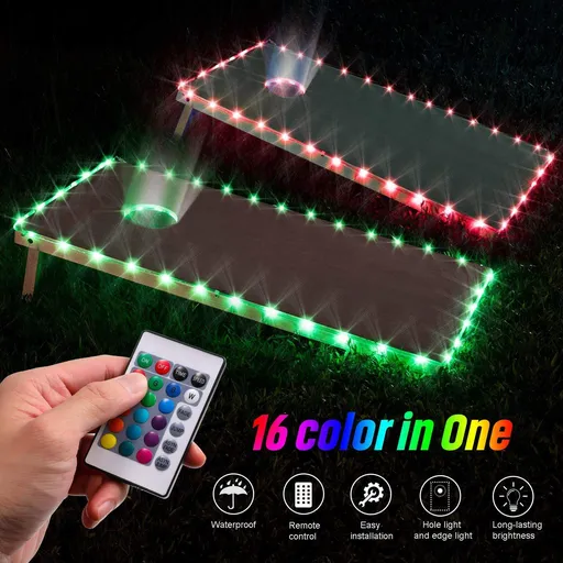 LED Cornhole Lights for Board and Hole - Includes Lights for Lights Up Cornhole Keep The Game Going After Dark