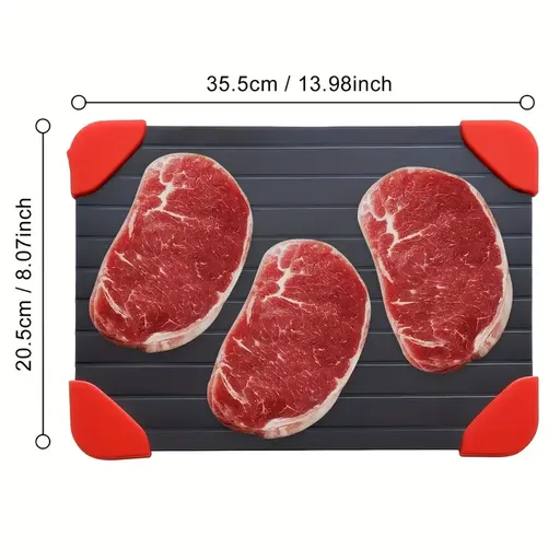 Aviation Aluminum Defrosting Plate | Rapid Physical Heat Conduction Defrosting, Non-Stick & Easy to Clean with Hanging Hole, Kitchen Time-Saving Freshness Keeper/Specification: L 35.5 * 20.5 * 0.2cm.