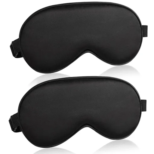 Sleep Mask for Women and Men 2 Pcs Eye Mask for Sleeping Adjustable Strap Blackout Silk Sleep Eye Masks Soft Eye Covers