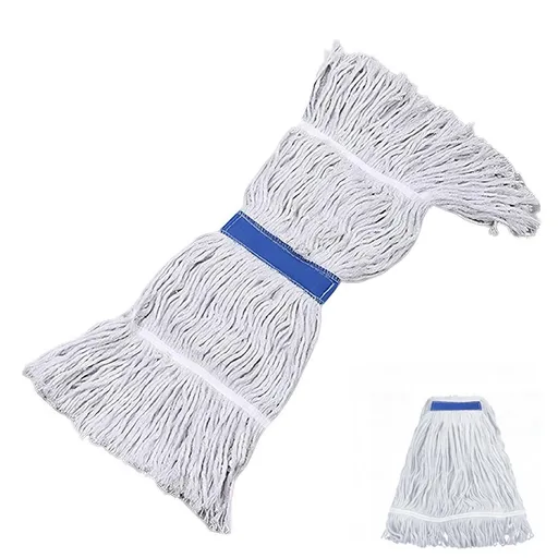 Cotton String Mop Head Detachable Loop-End Mop Replacement for Home Hotel Office - White