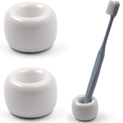 2pcs Novel Donut Ceramic Toothbrush Holder Base Frame Storage Rack Bathroom Shower Tooth Brush Stand Shelf