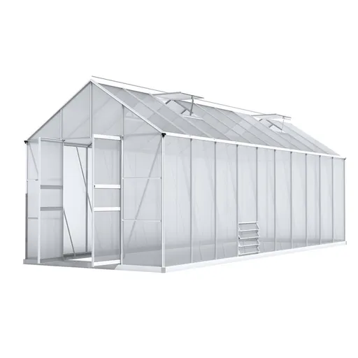 Green Fingers Greenhouse 6.03x2.44x2.68M Double Doors Aluminium Green House Garden Shed